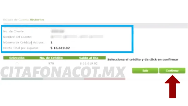 cuarto paso para consultar estado de cuenta